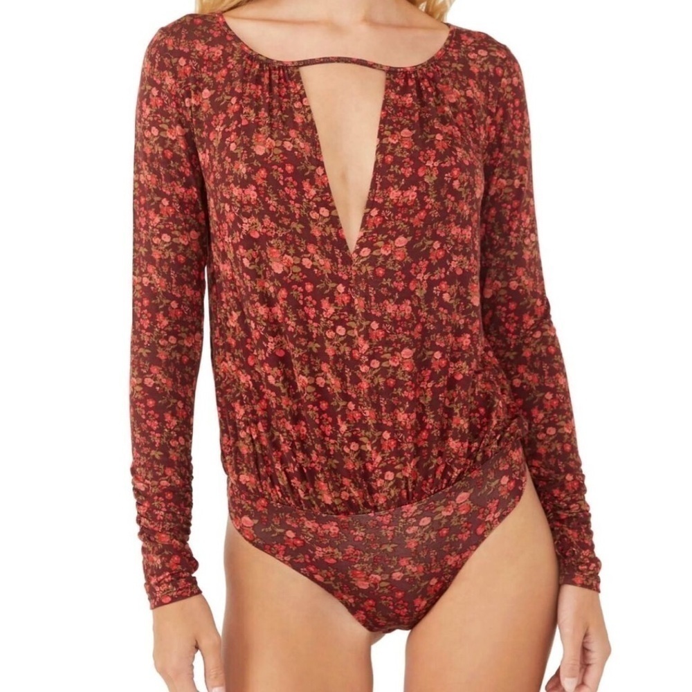 NWOT Free People Kaya Print Cutout Bodysuit